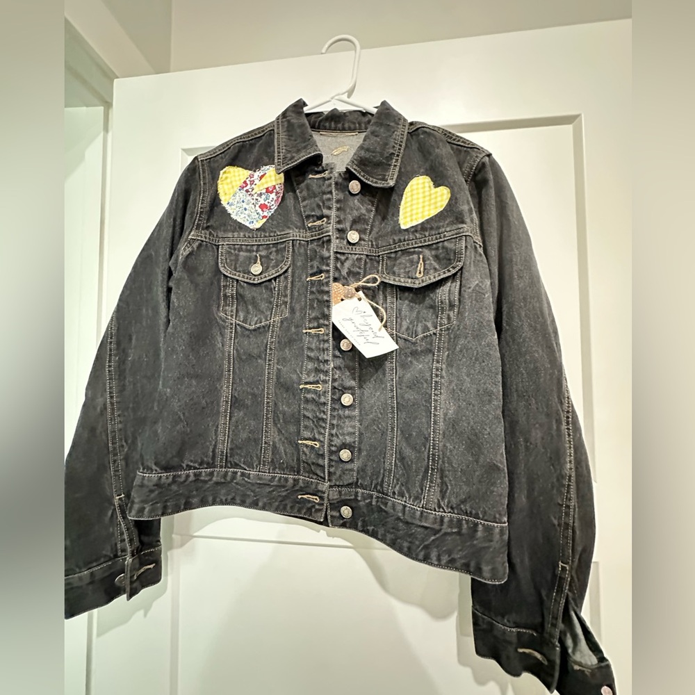 Chic Black Jacket with Heart Accents
